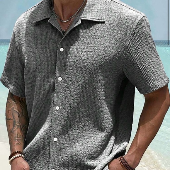 Gray Textured Men's Shirt SHEIN. Size 5X - Picture 1 of 4